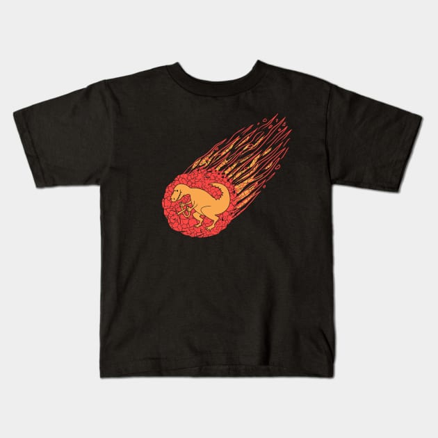 ASTEROID AND DINOSAUR Kids T-Shirt by gotoup